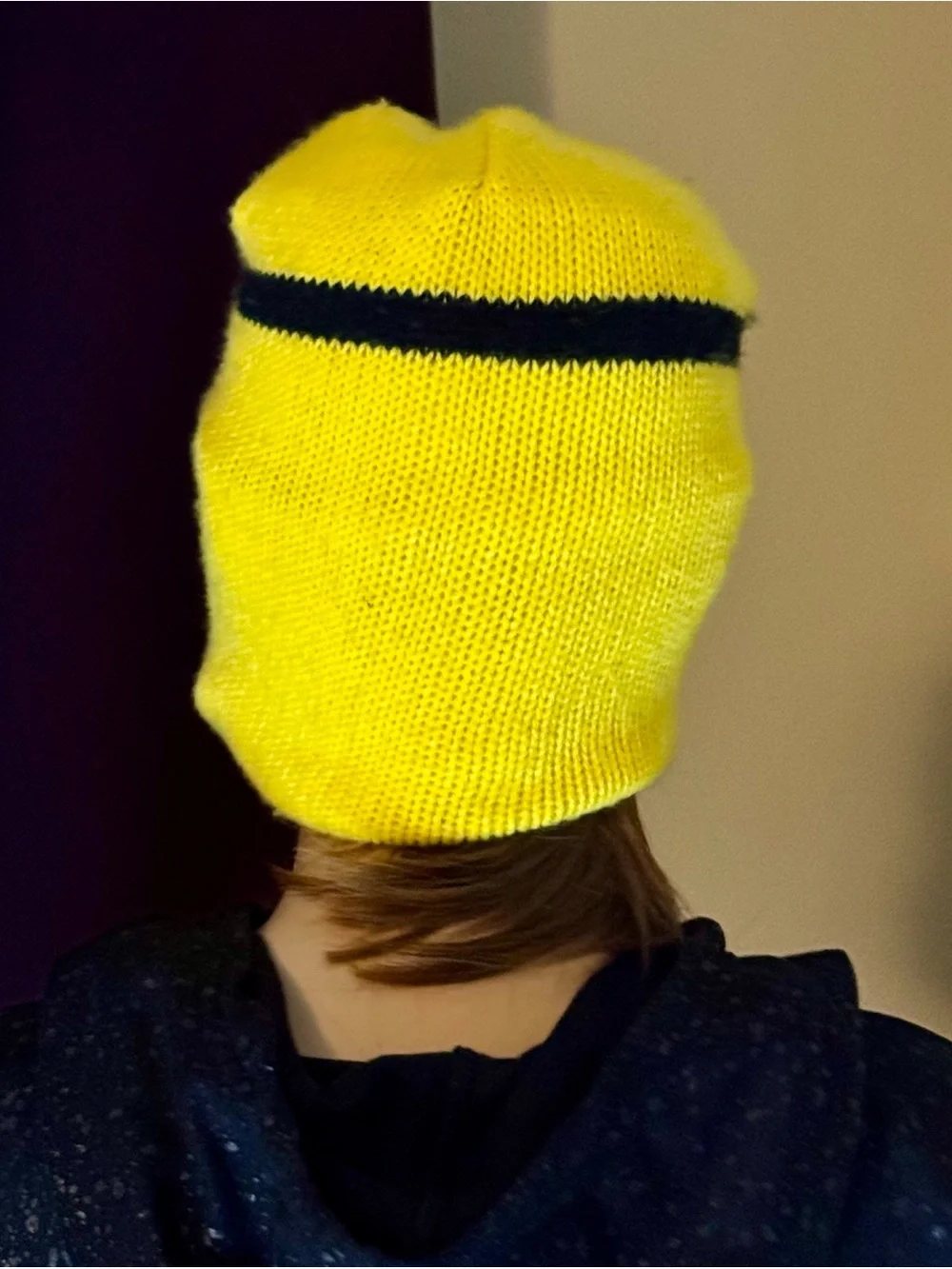 Kids Yellow Minion-Style Beanie Hat (standard one size fits most)